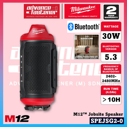 Milwaukee M12 Jobsite Speaker Duo Kit SPEJSG2-0 M12 Jobsite AUDIO LINK Speaker