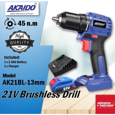 AKAIDO AK21BL-13mm 21V Brushless Drill