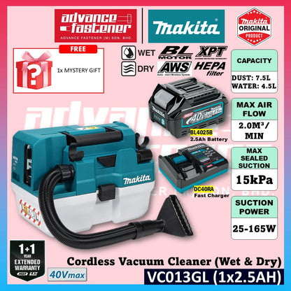 Makita VC013GL / VC013GLZ 40Vmax Cordless Vacuum Cleaner ( Wet & Dry )