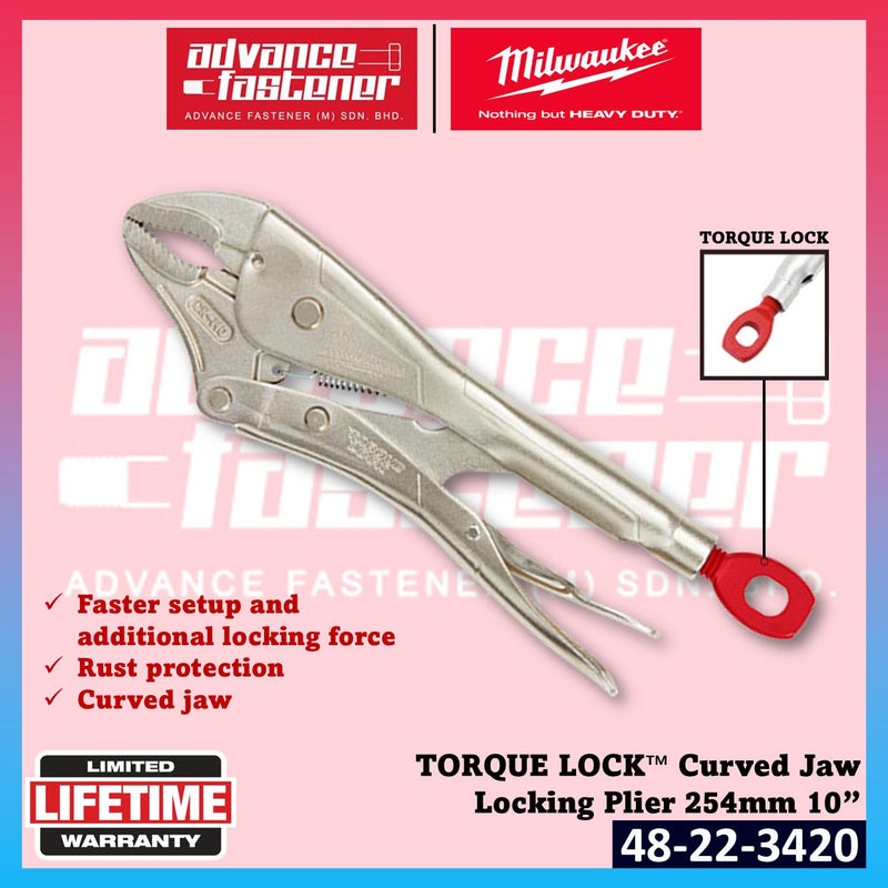 Milwaukee Accessories 48-22-3420 TORQUE LOCK Curved Jaw Locking Pliers 254mm 10”