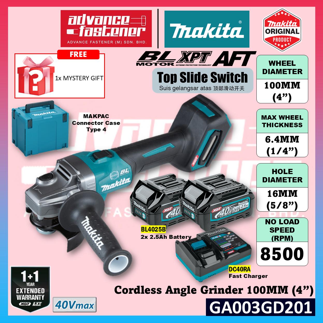 MAKITA GA003GM201 / GA003GD201 / GA003GZ 40Vmax Cordless Angle Grinder 100MM (4")