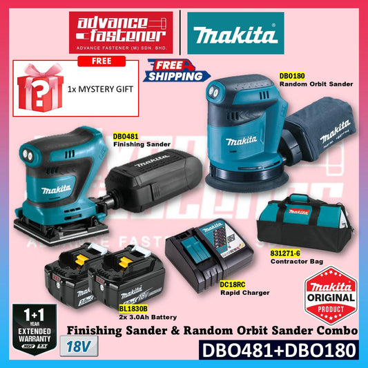 Makita 18V LXT Cordless Combo ( DBO481 Finishing Sander / DBO180 Random Orbit Sander )