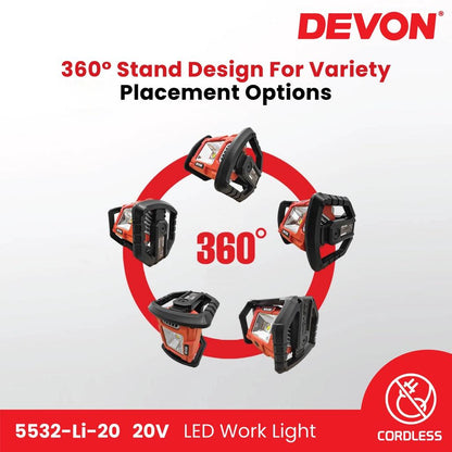 Devon 20V Cordless Emergency Utility Combo ( 5940-Li-20 Dual Function Inflator 5532-Li-20 Work Light