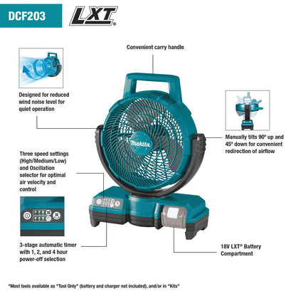 Makita DCF203 / DCF203Z 18V Cordless Fan 235MM (9-1/4")