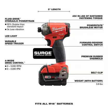 Milwaukee FQID2-502 / FQID2-0 M18 FUEL SURGE Hydraulic Driver Impact Driver 1/4" Hex 113N.m