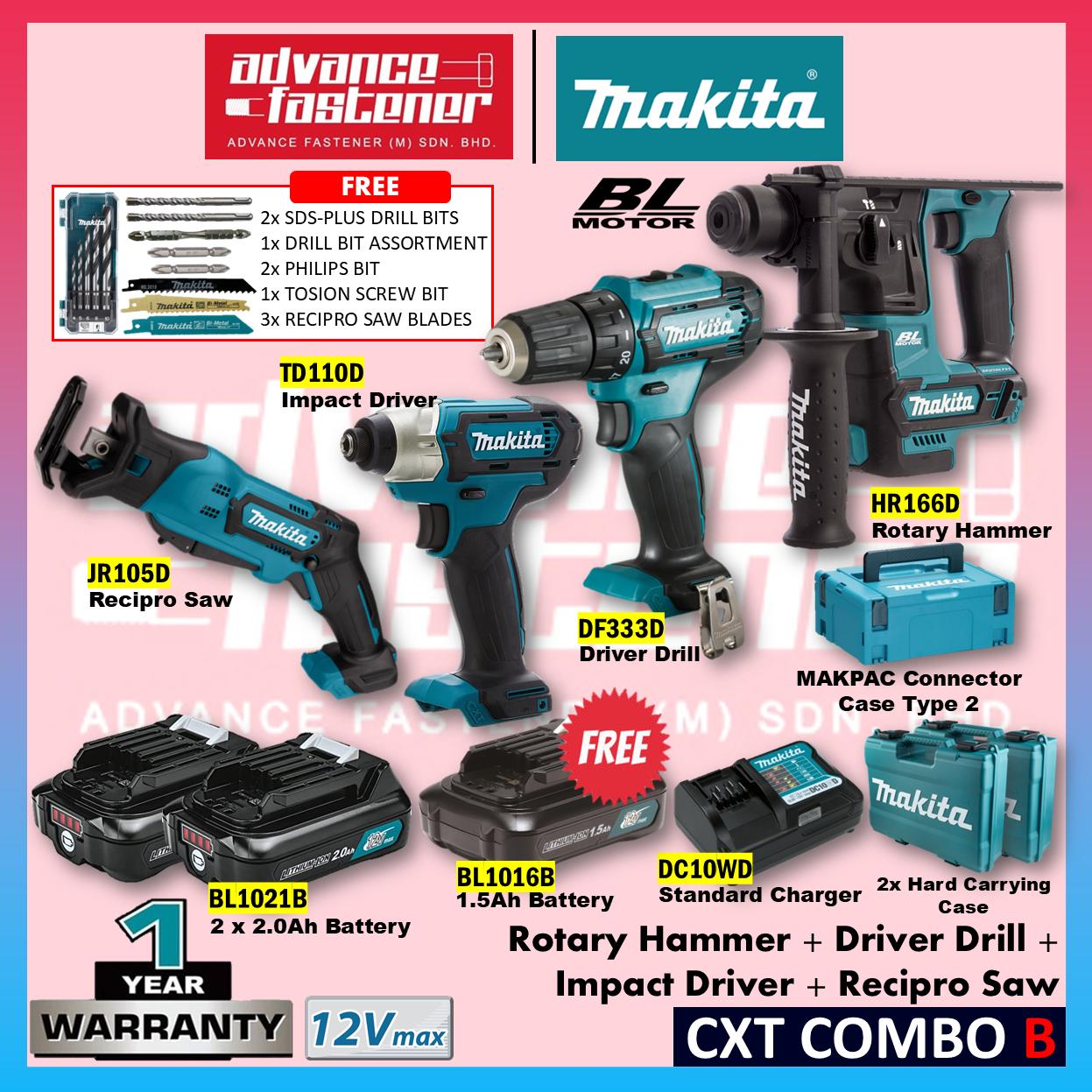 *LIMITED OFFER* MAKITA 12Vmax Cordless Combo Set ( DF333DZ Cordless  Driver Drill / TD110DZ Cordless Impact Driver / HR166DZ Brushless Rotary Hammer / JV101DZ Cordless Jig Saw / JR105DZ Cordless Recipro Saw )