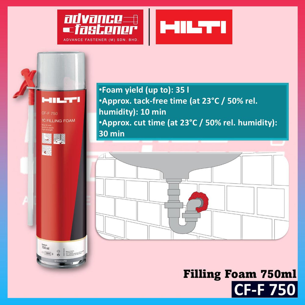 Hilti CF-F 750 Filling Foam / Fire Safety (For air-sealing, filling and insulating gaps and cracks)