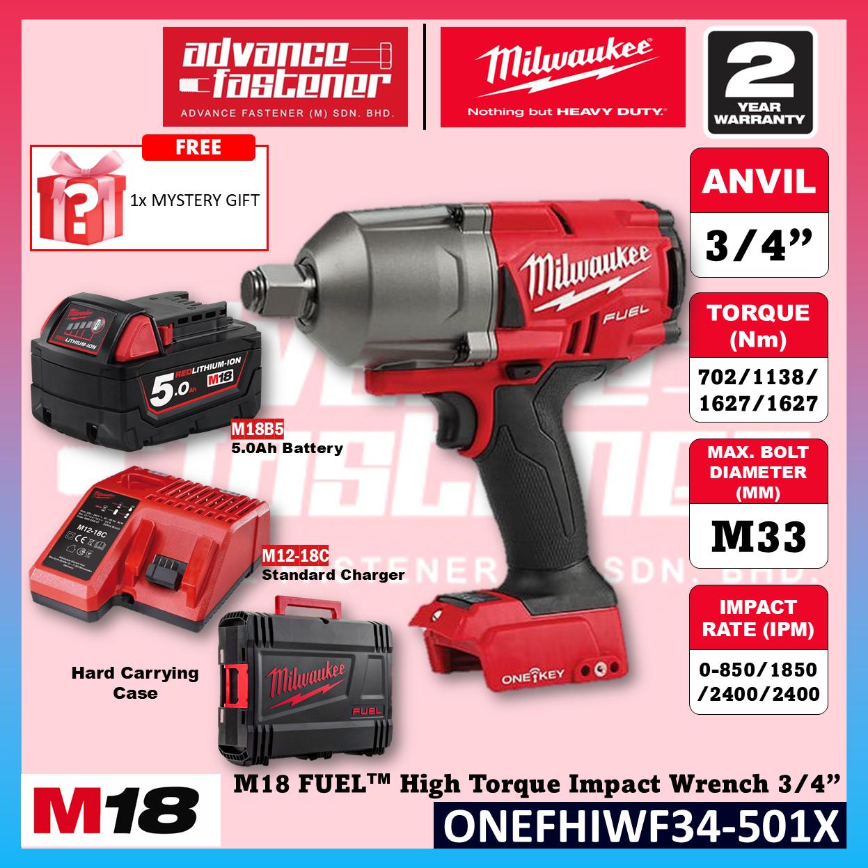 Milwaukee ONEFHIWF34-502X / ONEFHIWF34-0X0 M18 FUEL High Torque Impact Wrench 3/4"