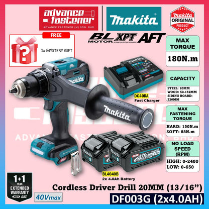 Makita DF003G / DF003GZ 40Vmax Cordless Driver Drill 20MM (13/16") (Brushless)