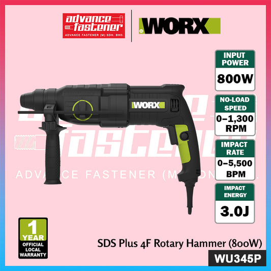 WORX WU345P SDS Plus 4F Rotary Hammer (800W)