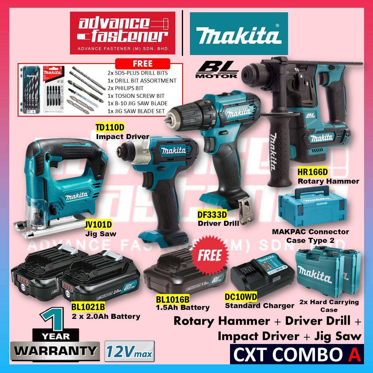*LIMITED OFFER* MAKITA 12Vmax Cordless Combo Set ( DF333DZ Cordless  Driver Drill / TD110DZ Cordless Impact Driver / HR166DZ Brushless Rotary Hammer / JV101DZ Cordless Jig Saw / JR105DZ Cordless Recipro Saw )