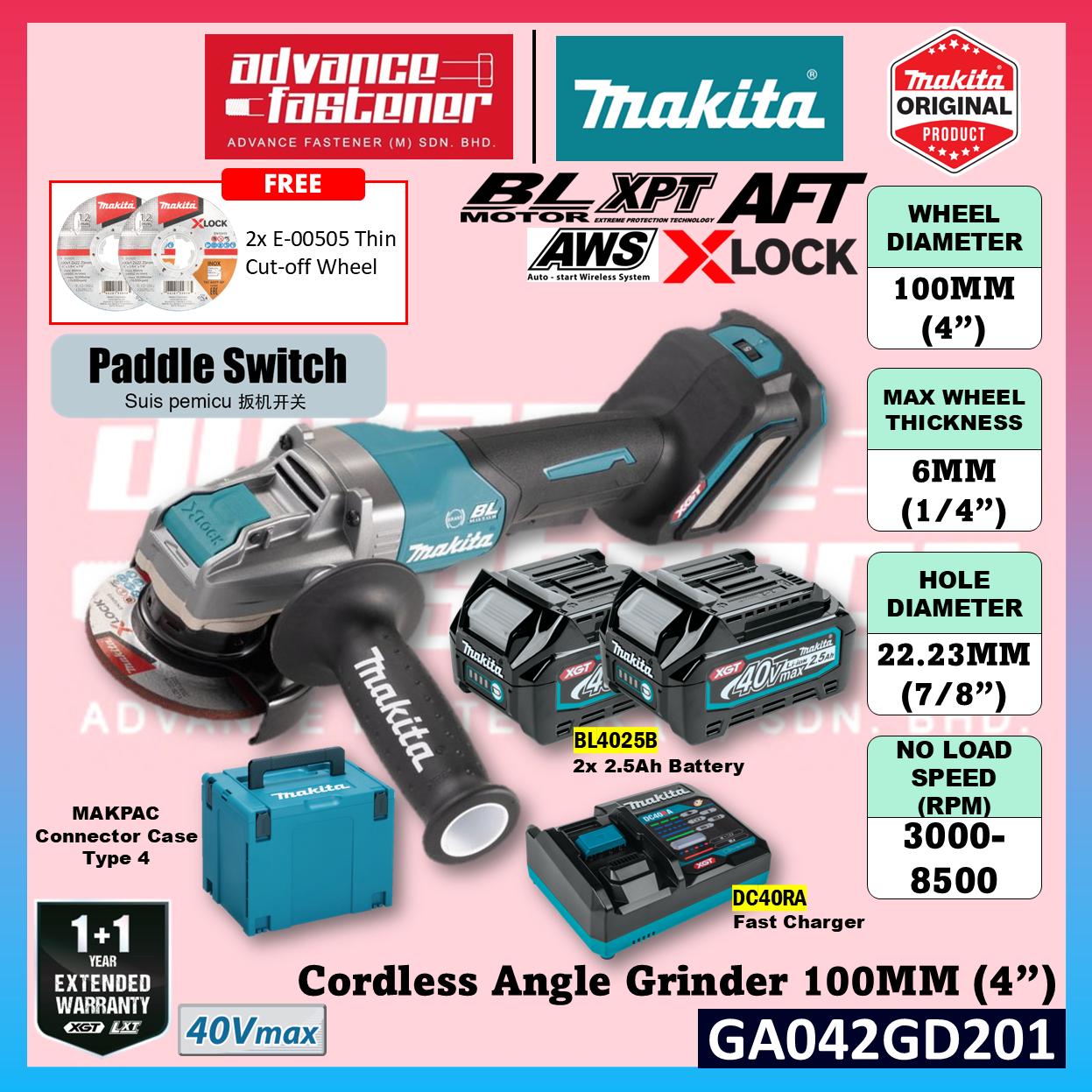 Makita GA042GM201 / GA042GD201 / GA042GZ 40Vmax Cordless Angle Grinder 100MM (4") ( GA042 )