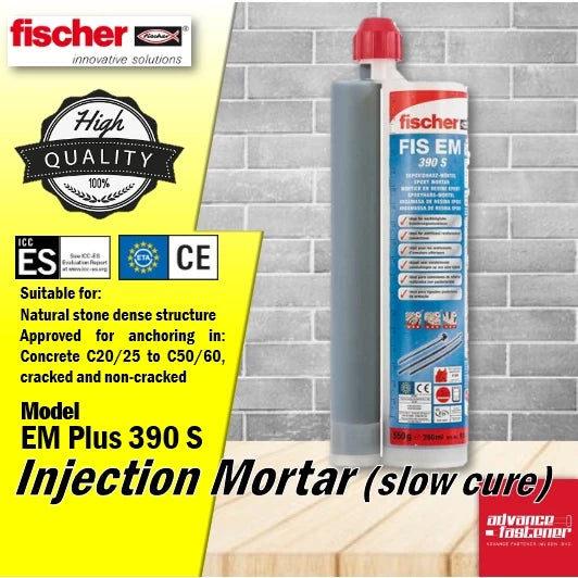 FISCHER FIS EM Plus 390 S / FIS EM Plus 585 S Epoxy Injection Mortar Anchoring Adhesive (Slow Cure)