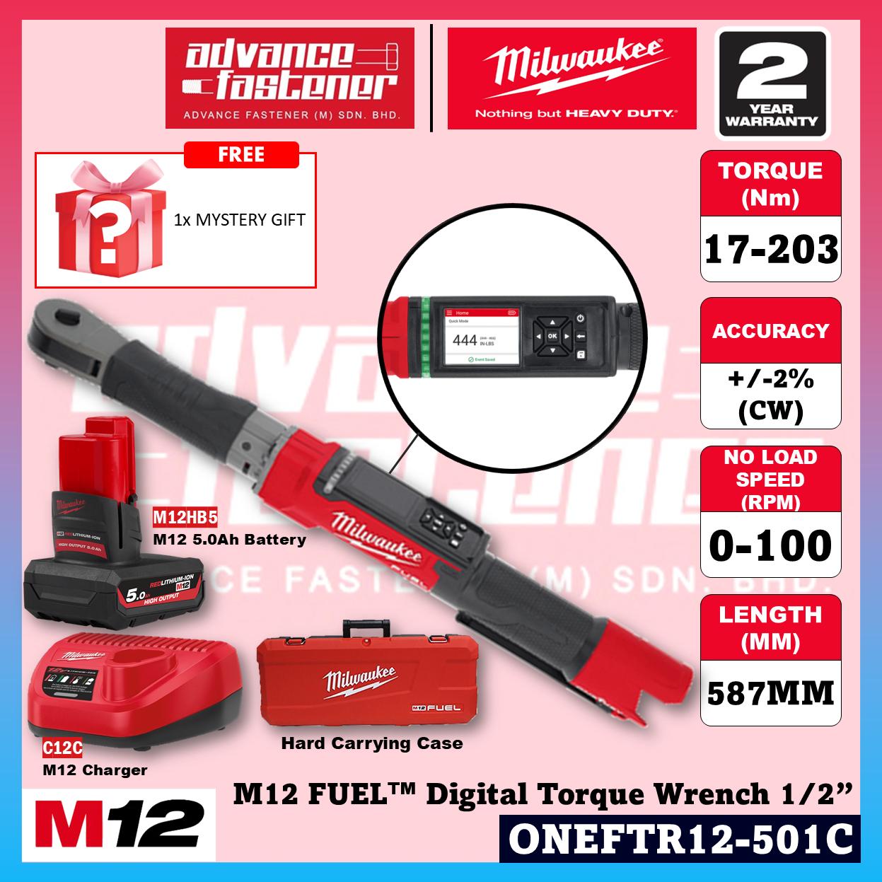 Milwaukee ONEFTR12-251C / ONEFTR12-0C0 M12 FUEL Digital Torque Wrench 1/2″ w/ ONE-KEY 203Nm