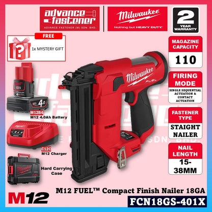 Milwaukee FCN18GS-601X / FCN18GS-0X0 M12 FUEL Compact Finish Nailer 18GA