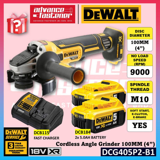 DeWalt DCG405P2-B1 / DCG405N-B1 18V XR Cordless Angle Grinder 100MM (4”)