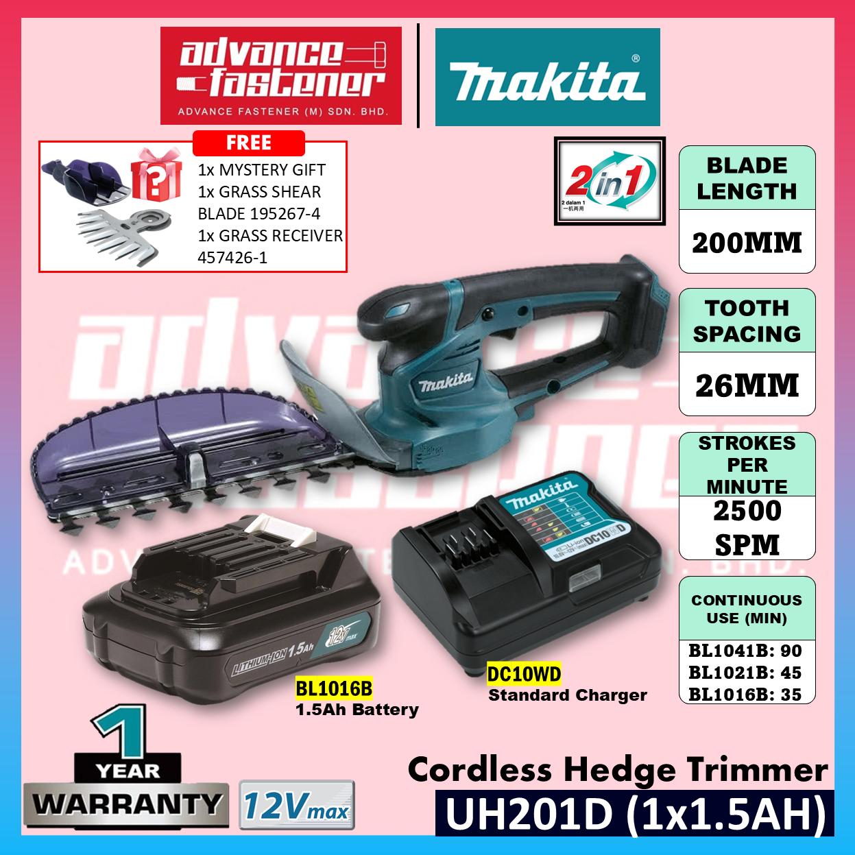 FREE SHIPPING | READY STOCK MAKITA UH201DWAX / UH201DZ 12Vmax Cordless Hedge Trimmer 200MM (7-7/8")
