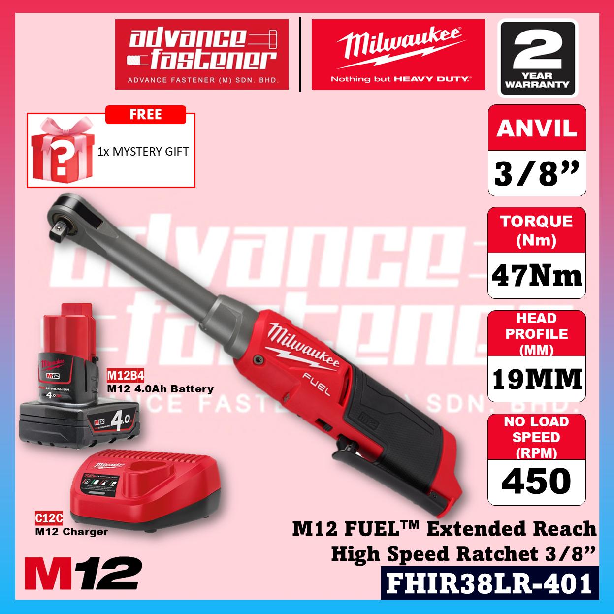 Milwaukee FHIR38LR-0 M12 FUEL Extended Reach High Speed Ratchet Wrench 3/8" 47Nm