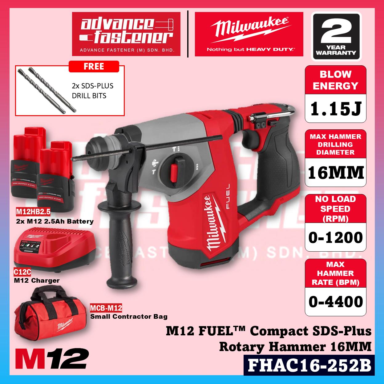 Milwaukee FHAC16-601B / FHAC16-0 M12 FUEL Compact SDS-Plus Rotary Hammer 16MM