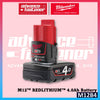 MILWAUKEE M12 Batteries And Chargers For 2.0Ah / 3.0Ah / 4.0Ah / 6.0Ah RED-LITHIUM-ION Battery