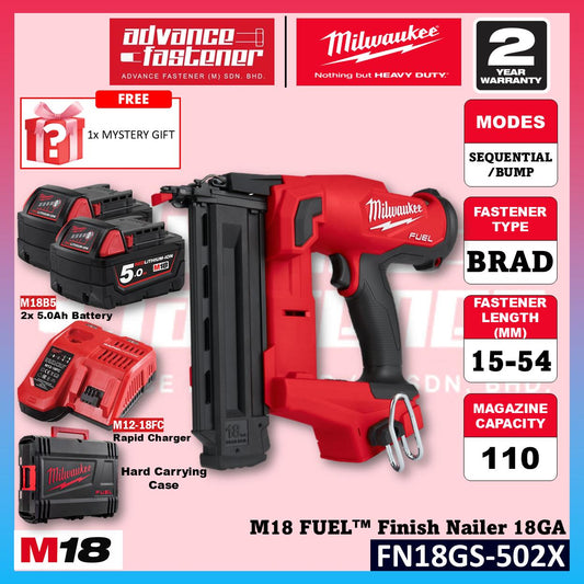 Milwaukee FN18GS-502X / FN18GS-0X0 M18 FUEL Finish Nailer 18Ga