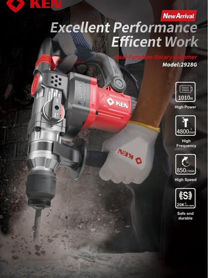KEN 2928G Corded 2 IN 1 Rotary Hammer 5J 1010W Electric Heavy Duty Hammer Drill