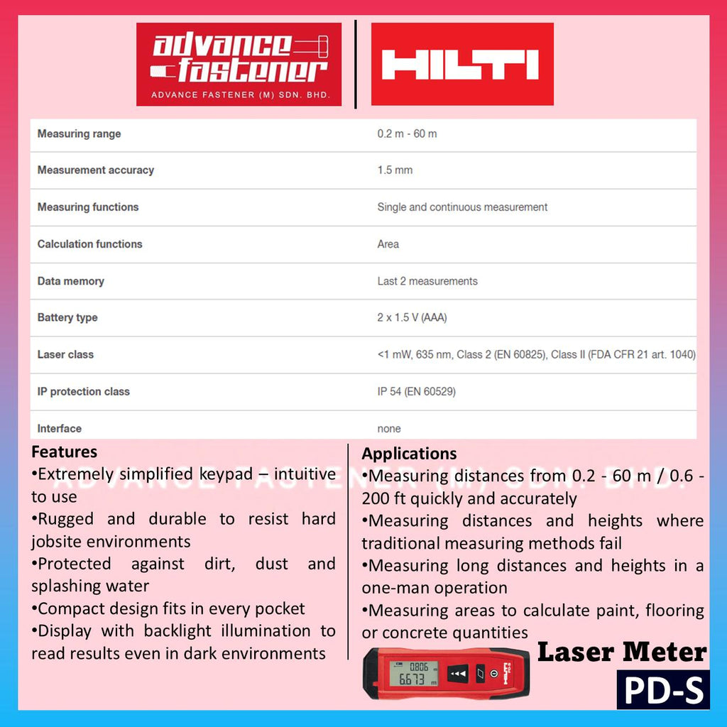 Hilti PD-S Laser meter / Laser range meter