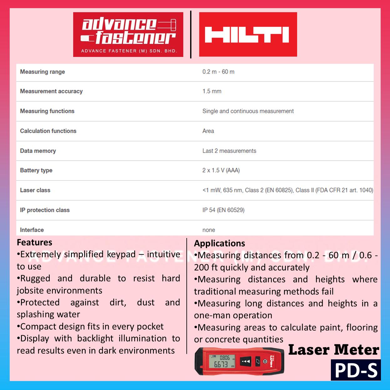 Hilti PD-S Laser meter / Laser range meter