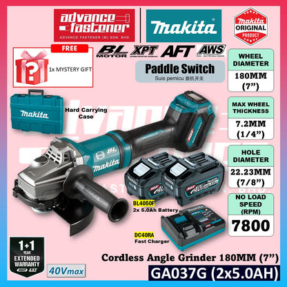MAKITA GA037GZK 40Vmax Cordless Angle Grinder 180MM (7") ( Paddle Switch )