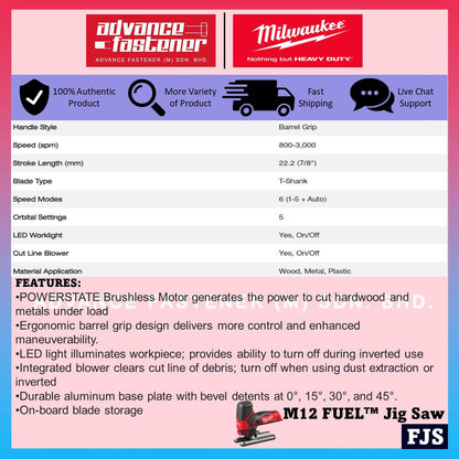 Milwaukee FJS-251B / FJS-0 M12 FUEL Jig Saw