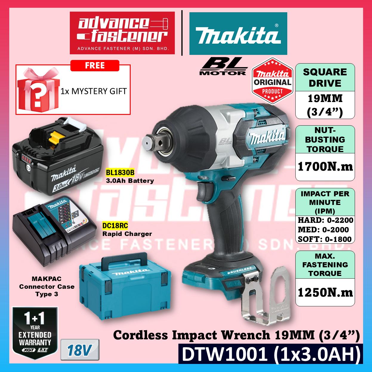 MAKITA DTW1001JX2 / DTW1001JX3 / DTW1001Z 18V Cordless Impact Wrench 19MM (3/4") 1700N.m