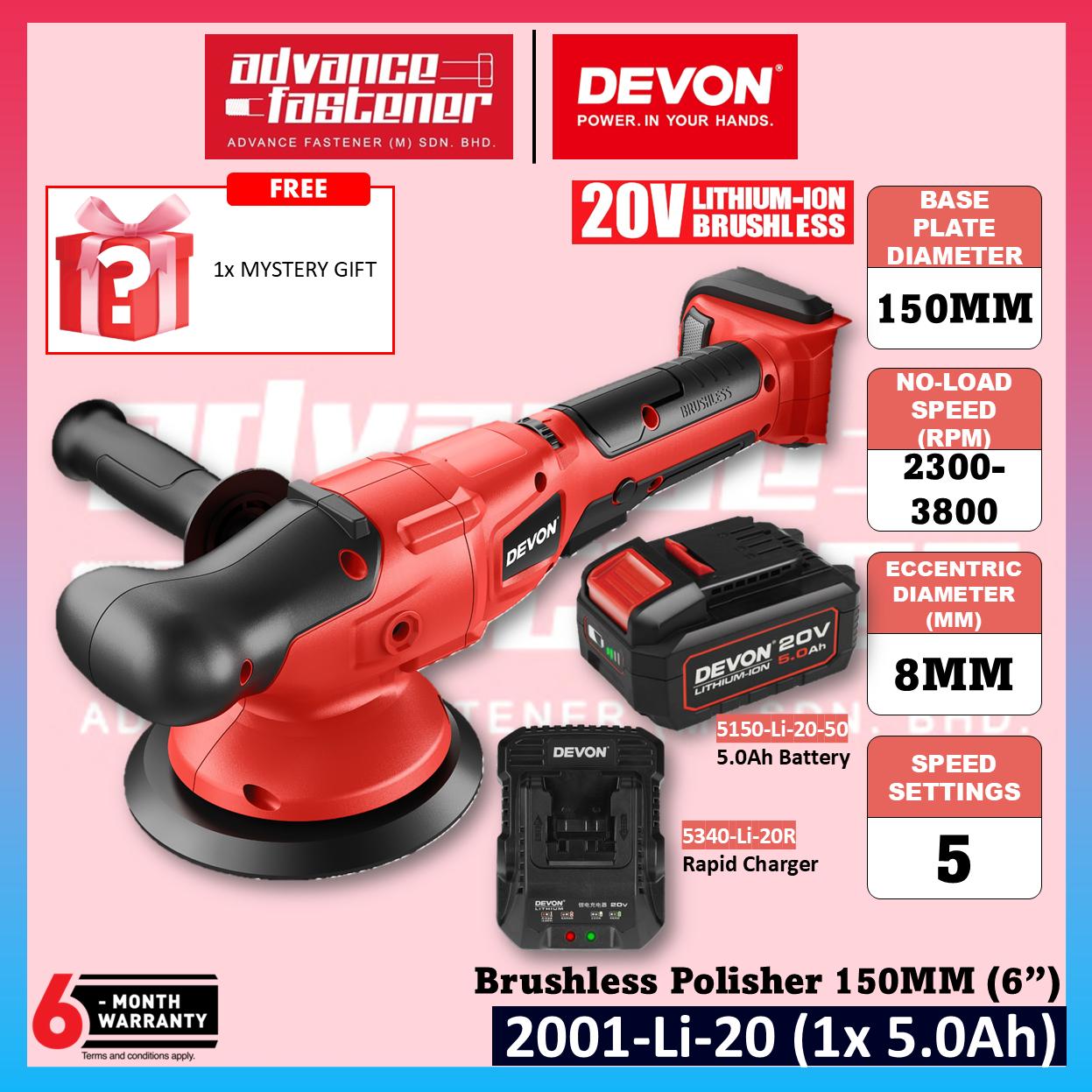 Devon 2001-Li-20 20V Lithium-Ion Brushless Cordless Polisher 150MM (6")