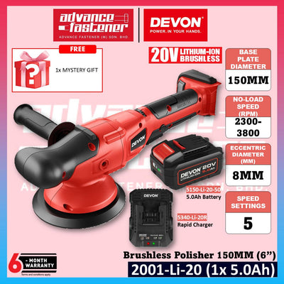 Devon 2001-Li-20 20V Lithium-Ion Brushless Cordless Polisher 150MM (6")