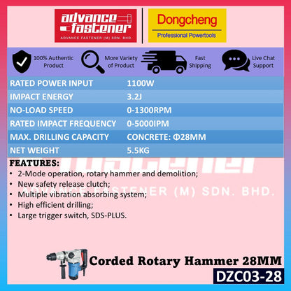 Dong Cheng DZC03-28 Corded Electric Rotary Hammer 28MM