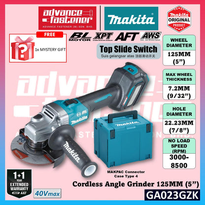MAKITA GA023GZK / GA023GZ 40Vmax Cordless Angle Grinder 125MM ( 5" ) ( Top Slide Switch )