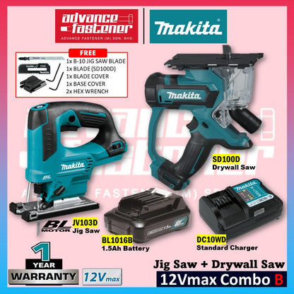 *Super Value* Makita 12Vmax Cordless Combo B ( JV103DZ Cordless Jig Saw + SD100DZ Cordless Drywall Saw )
