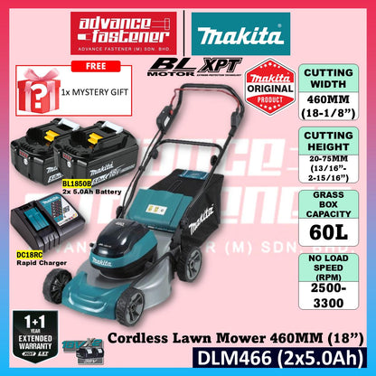 MAKITA DLM466 / DLM466Z 18V x2 Cordless Lawn Mower 460MM (18")