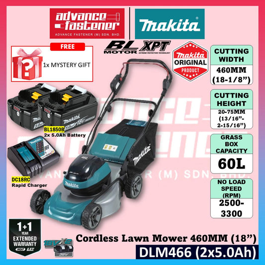 MAKITA DLM466 / DLM466Z 18V x2 Cordless Lawn Mower 460MM (18")