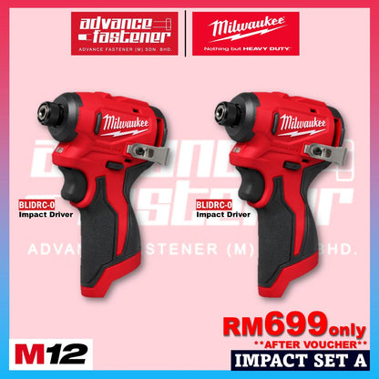 Milwaukee M12 ULTRA GO Brushless Combo Set / BLPDRC M12 Subcompact Brushless Percussion Drill / BLIDRC M12 Subcompact Brushless Impact Driver