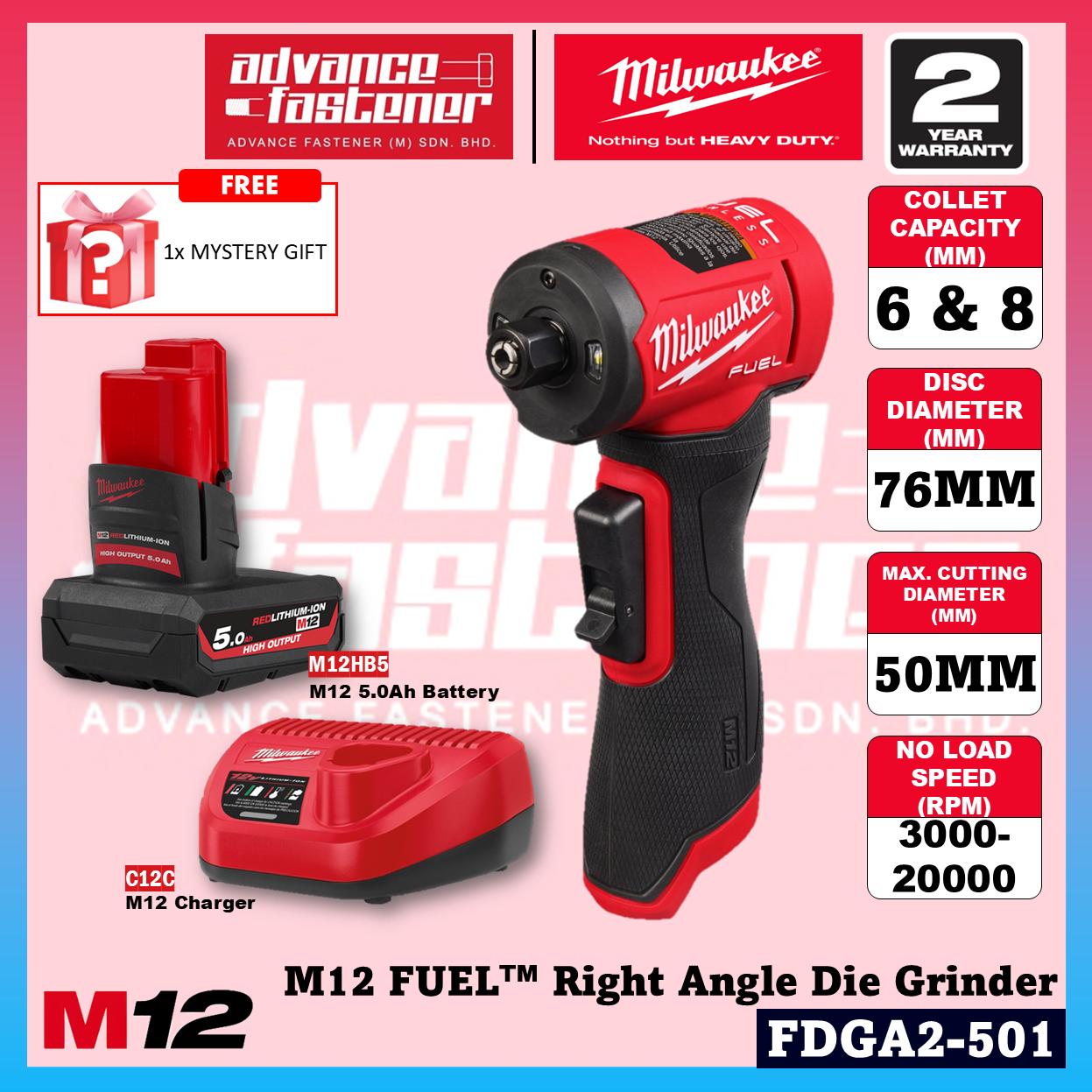 Milwaukee FDGA2-501 / FDGA2-0 M12 FUEL Right Angle Die Grinder with Variable Speed