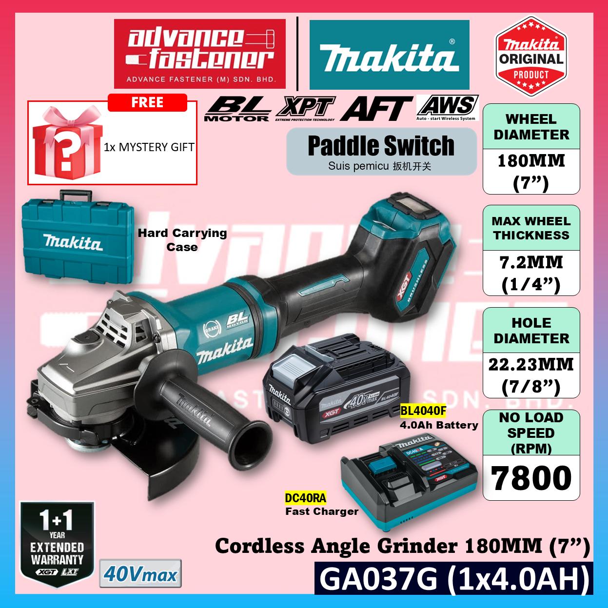 MAKITA GA037GZK 40Vmax Cordless Angle Grinder 180MM (7") ( Paddle Switch )