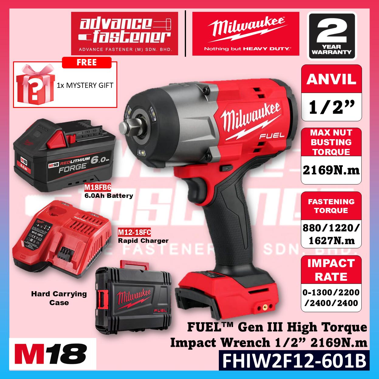 Milwaukee FHIW2F12-601B / FHIW2F12-0X0 M18 FUEL Gen III High Torque Impact Wrench 1/2" 2169N.m