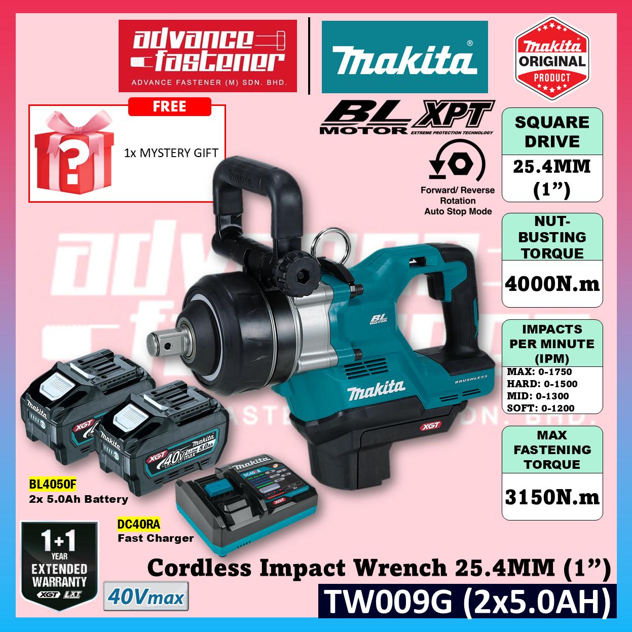 MAKITA TW009GZ 40Vmax Cordless Impact Wrench 25.4MM (1"), Short Anvil