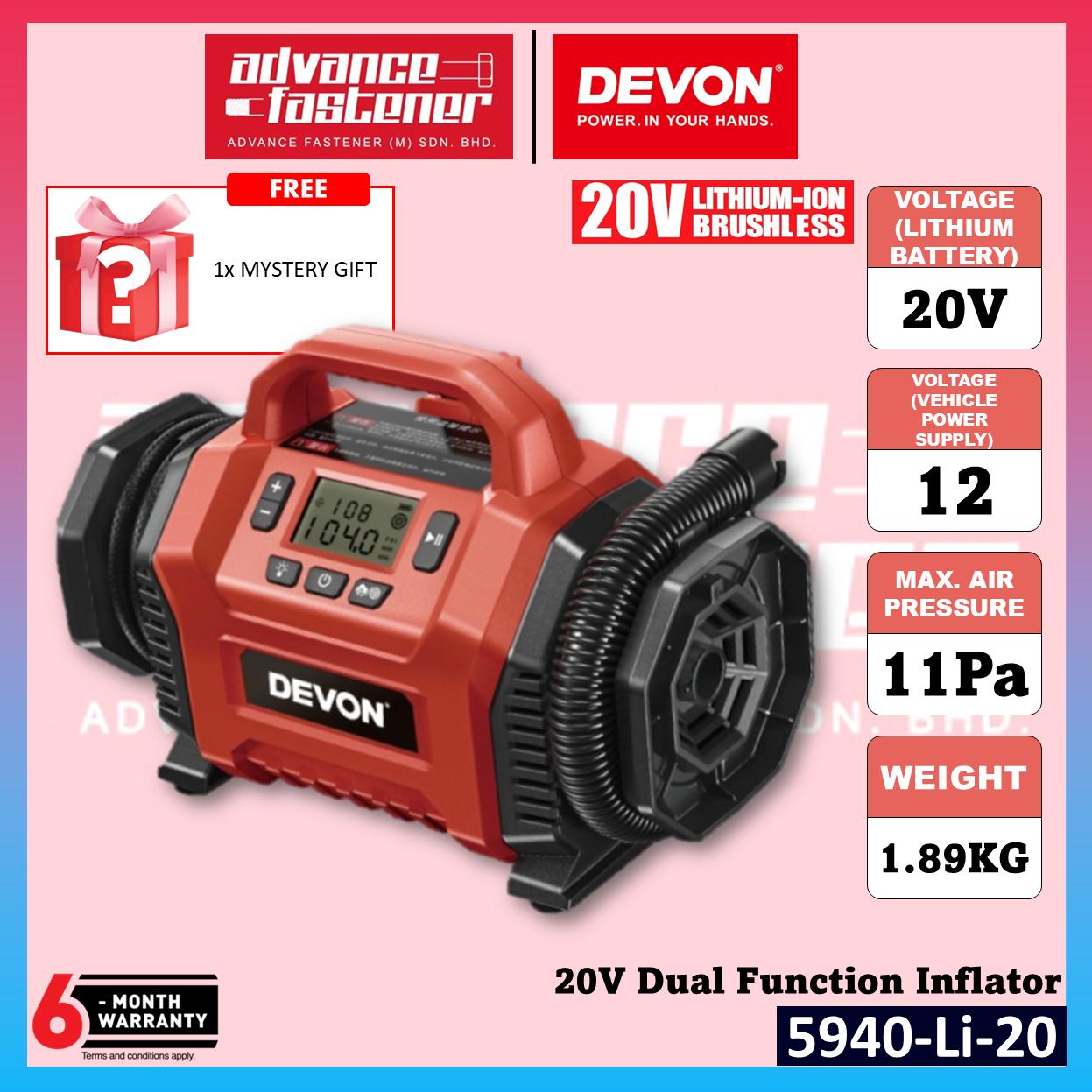 Devon 20V Cordless Emergency Utility Combo ( 5940-Li-20 Dual Function Inflator 5532-Li-20 Work Light