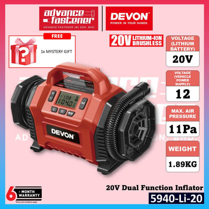 Devon 20V Cordless Emergency Utility Combo ( 5940-Li-20 Dual Function Inflator 5532-Li-20 Work Light