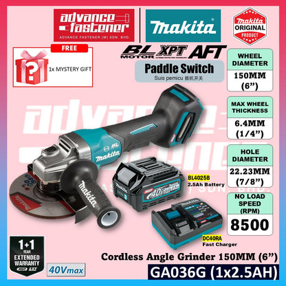 MAKITA GA036GZ 40Vmax Cordless Angle Grinder 150MM ( 6" ) ( Paddle Switch )