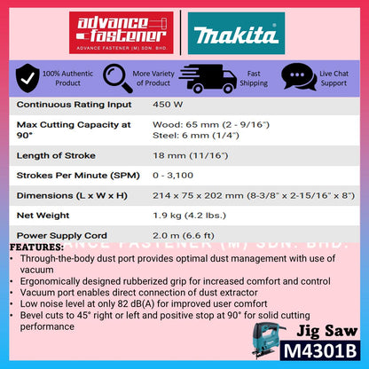 MAKITA MT Series M4301B Corded Jig Saw