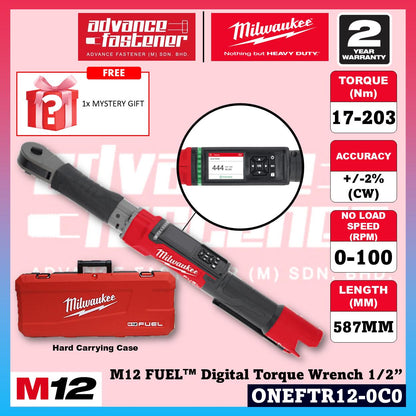 Milwaukee ONEFTR12-251C / ONEFTR12-0C0 M12 FUEL Digital Torque Wrench 1/2″ w/ ONE-KEY 203Nm