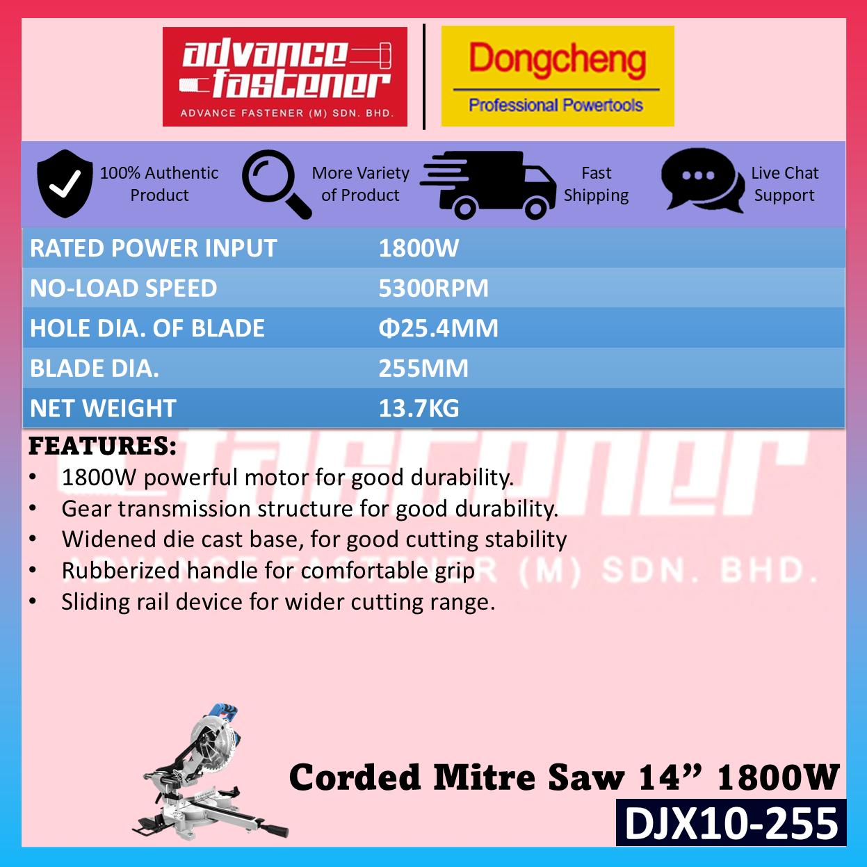 DONG CHENG DJX10-255 Corded Mitre Saw 255MM (10") 1800W