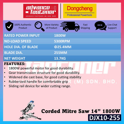 DONG CHENG DJX10-255 Corded Mitre Saw 255MM (10") 1800W